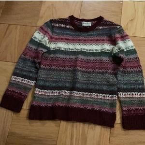 Women's North Style M Maroon and Purple Fair Isle Wool Sweater